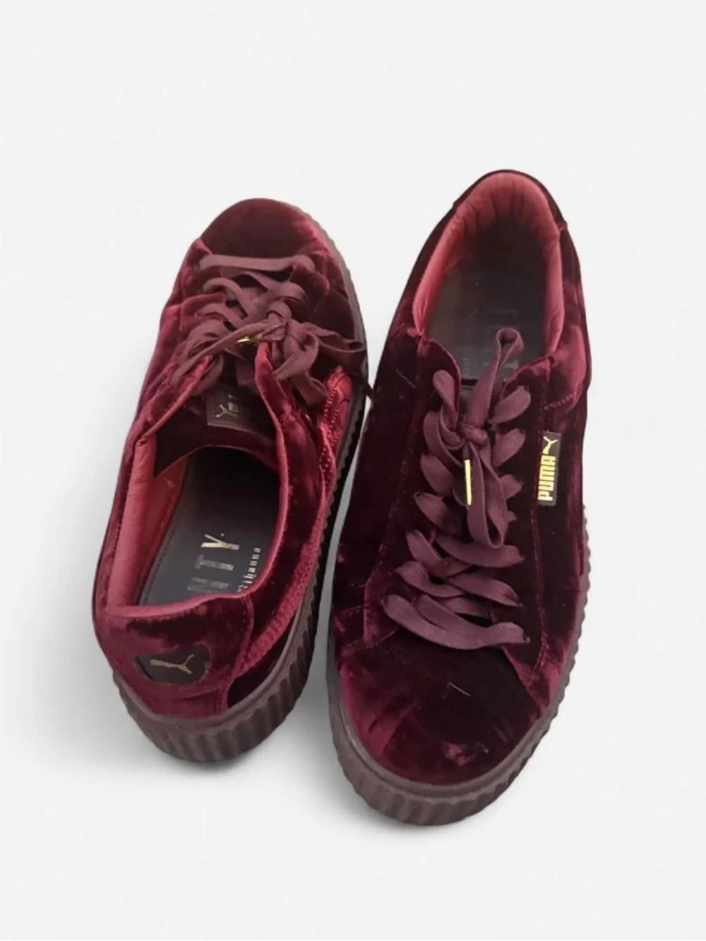 Puma Velvet Platform Sneakers in Wine